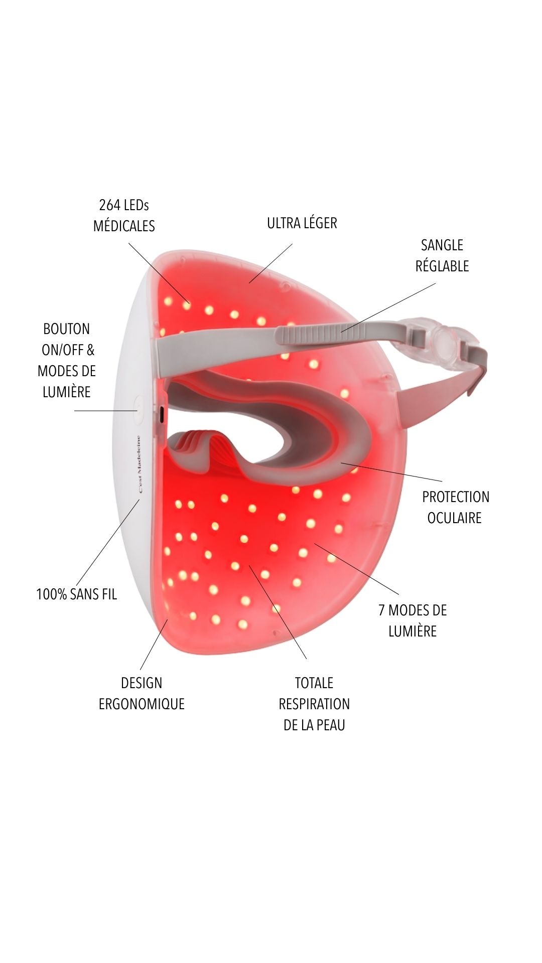 Lumière multi-light and NIR LED therapy mask with key features